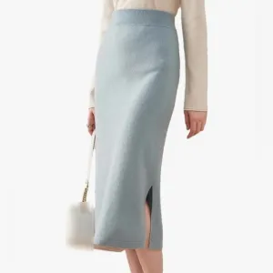 Express NWT Wool Split Skirt Knit High Waist Autumn Winter Straight Wrap Hip