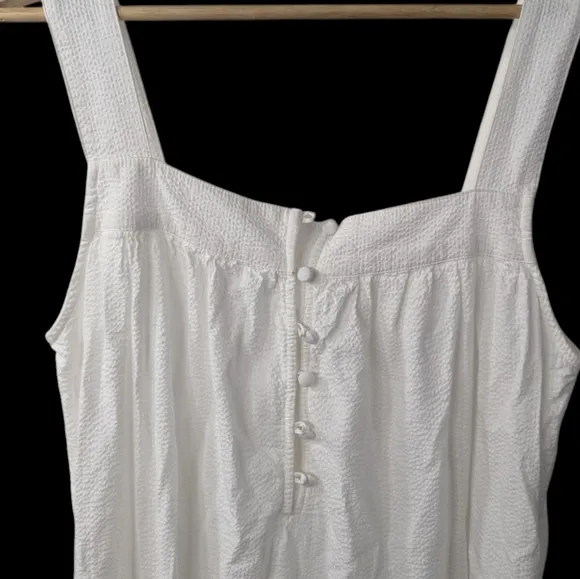 Faherty Marina White See sucker Long Midi Sleeveless Dress...size XL
