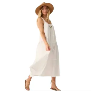 Faherty Marina White See sucker Long Midi Sleeveless Dress...size XL