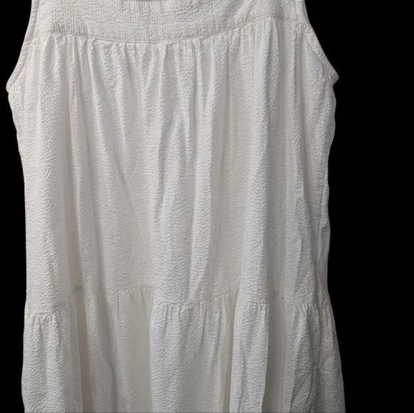Faherty Marina White See sucker Long Midi Sleeveless Dress...size XL