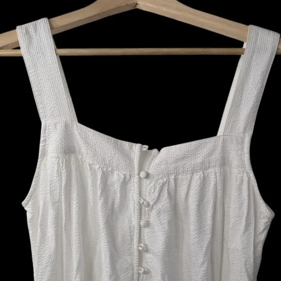 Faherty Marina White See sucker Long Midi Sleeveless Dress...size XL