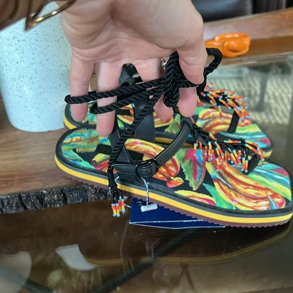 Farm Rio beaded and rope sandals