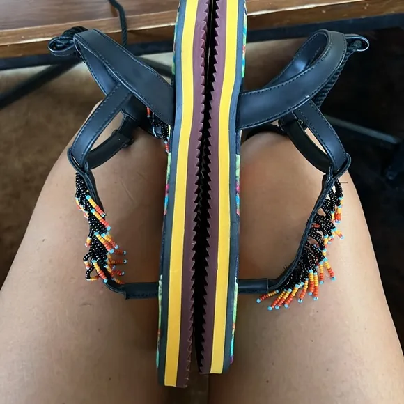 Farm Rio beaded and rope sandals