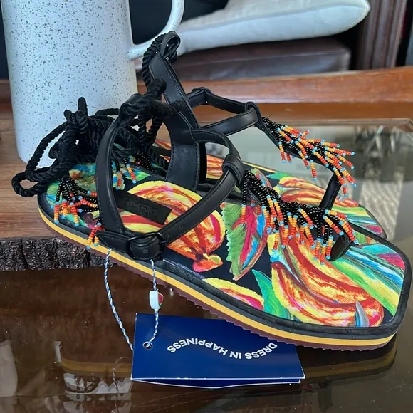 Farm Rio beaded and rope sandals
