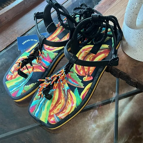 Farm Rio beaded and rope sandals