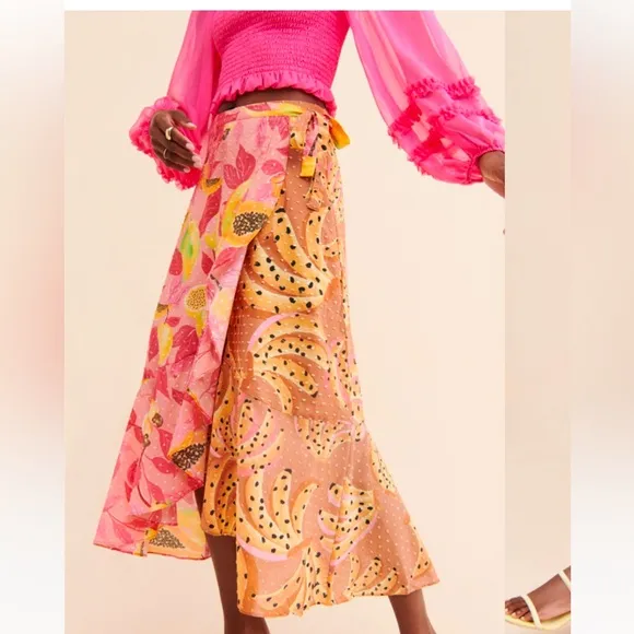 Farm Rio Dual Print MIDI Skirt Multi