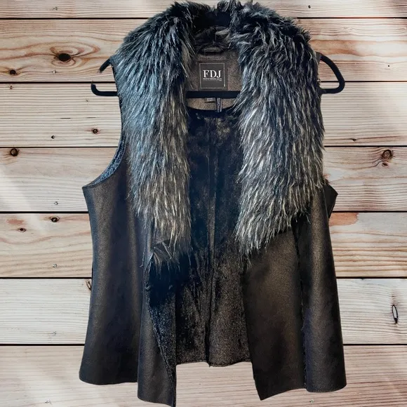 FDJ FAUX FUR COLLAR VEST
