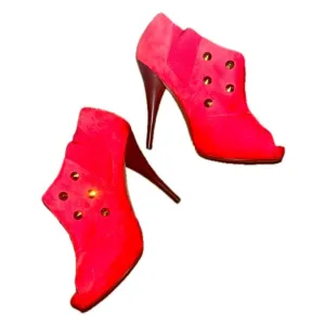 FENDI Red Studded Suede Platform Ankle heels boots, Size 36 US 5.5