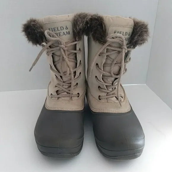 Field &amp; Stream PAC Suede Faux Fur Winter Boots 8 Ivory