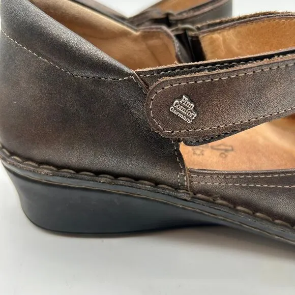 Finn Comfort Canberra Leather Mary Jane Shoes SIZE 7 Made in Germany Y2K Indie