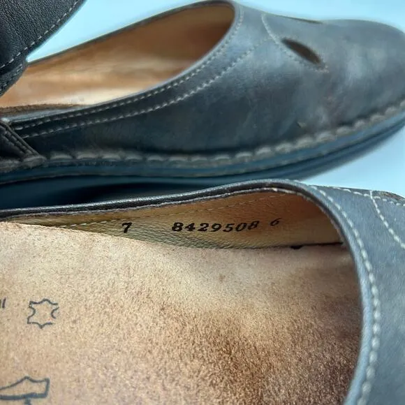 Finn Comfort Canberra Leather Mary Jane Shoes SIZE 7 Made in Germany Y2K Indie