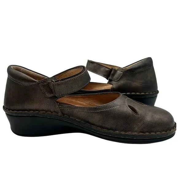 Finn Comfort Canberra Leather Mary Jane Shoes SIZE 7 Made in Germany Y2K Indie