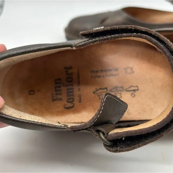 Finn Comfort Canberra Leather Mary Jane Shoes SIZE 7 Made in Germany Y2K Indie
