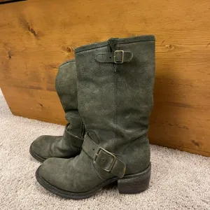 Fiorentini   Baker suede motorcycle style moto boots 38 8 olive green