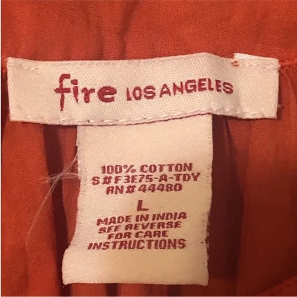 FIRE LOS ANGELES Tie Dye Fall Colored DRESS Size LARGE