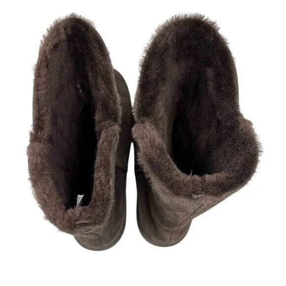 Fitflop Women's 9 Mukluk‎ Original Double Face Shearling Lined Boots Brown Suede