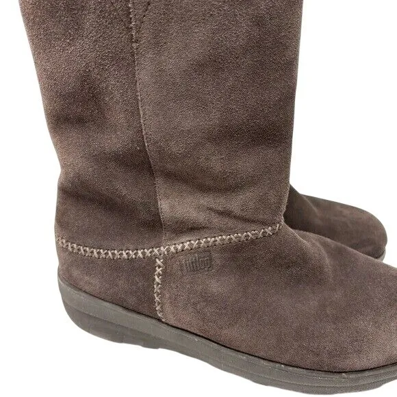 Fitflop Women's 9 Mukluk‎ Original Double Face Shearling Lined Boots Brown Suede