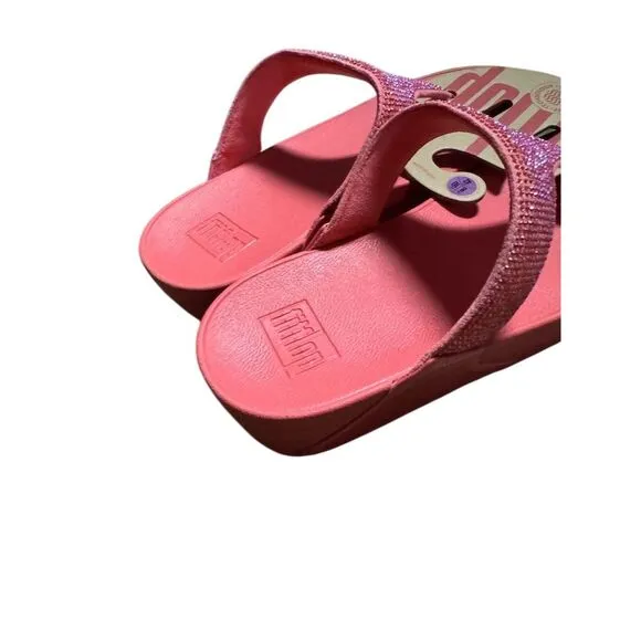 FitFlop Women's Lulu Crystal Embellished Sandals Pink Size 10