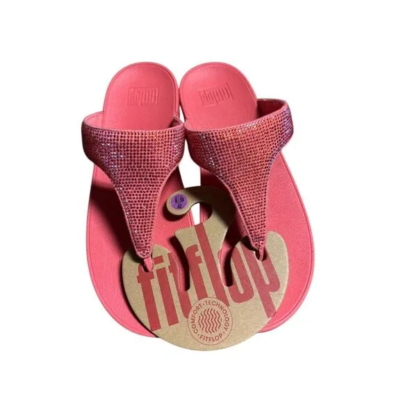 FitFlop Women's Lulu Crystal Embellished Sandals Pink Size 10