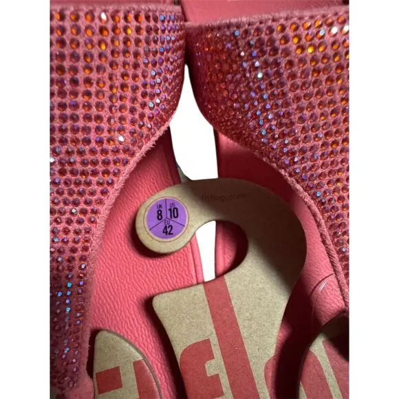 FitFlop Women's Lulu Crystal Embellished Sandals Pink Size 10