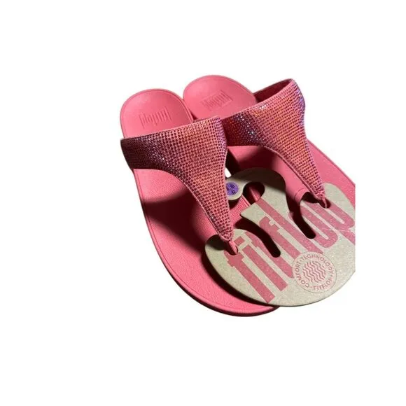 FitFlop Women's Lulu Crystal Embellished Sandals Pink Size 10