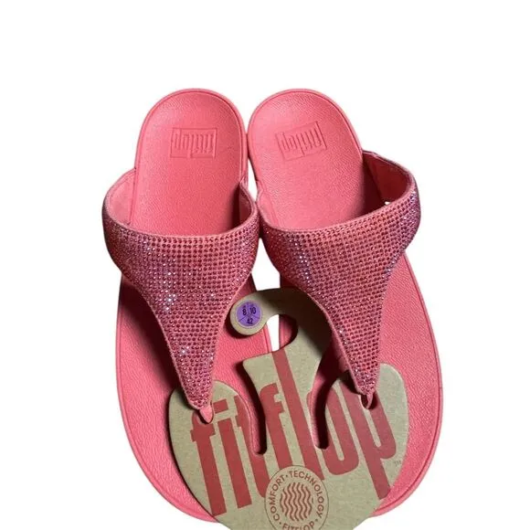 FitFlop Women's Lulu Crystal Embellished Sandals Pink Size 10