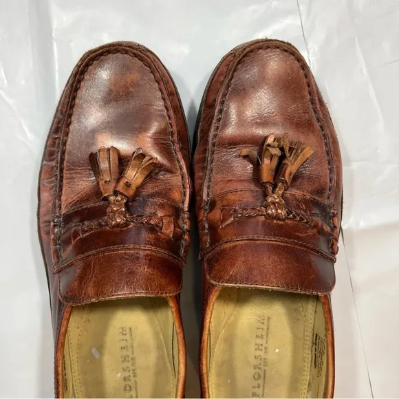 Florsheim Brown Barletta Tassel Loafers Men’s 10D Leather Kiltie, Made in Brazil