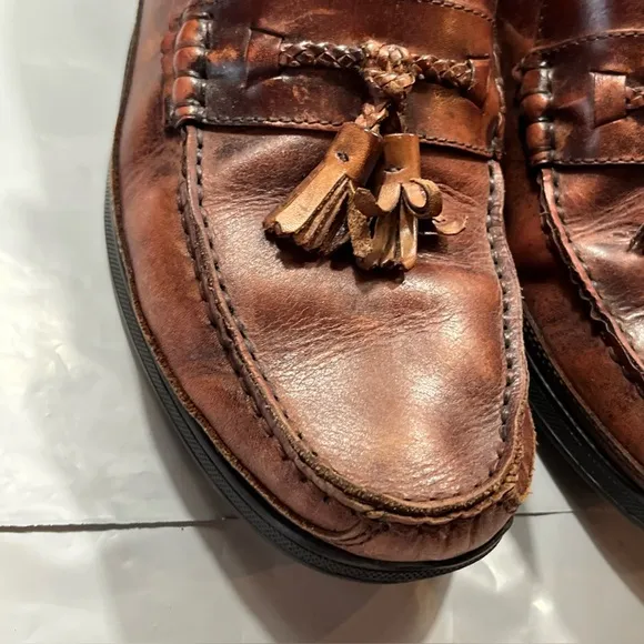 Florsheim Brown Barletta Tassel Loafers Men’s 10D Leather Kiltie, Made in Brazil