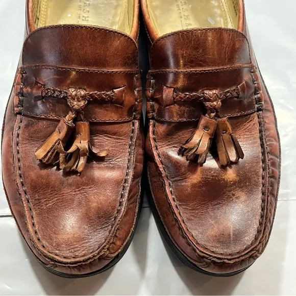 Florsheim Brown Barletta Tassel Loafers Men’s 10D Leather Kiltie, Made in Brazil