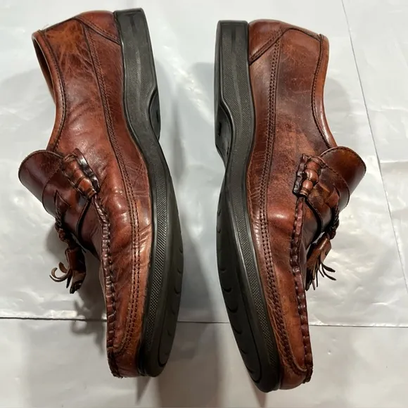 Florsheim Brown Barletta Tassel Loafers Men’s 10D Leather Kiltie, Made in Brazil