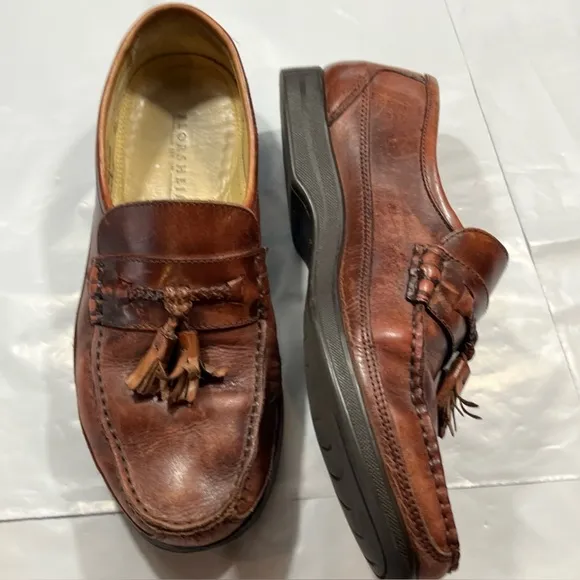 Florsheim Brown Barletta Tassel Loafers Men’s 10D Leather Kiltie, Made in Brazil