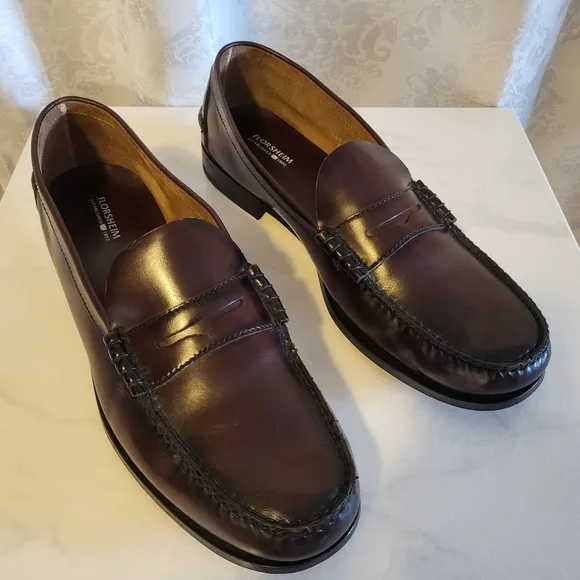 Florsheim Men's Loafer Leather Shoes, Size 143E, Brown, Burgundy, Classic