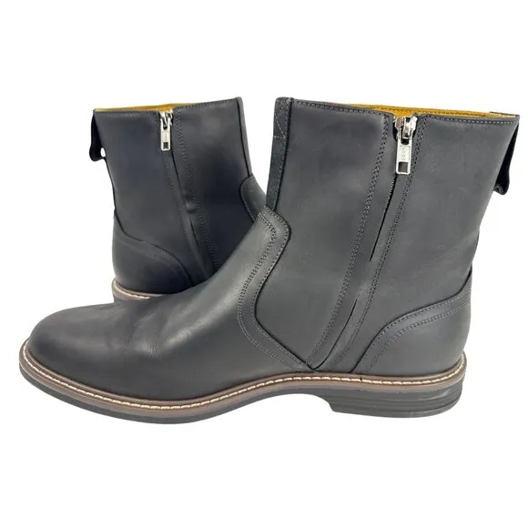 Florsheim Men's Norwalk Chelsea Side Zip Boot Black Leather Crazy Horse 13 M D