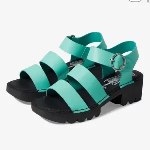 Fly London EGLY520FLY Brooklyn Spearmint Green Leather Heel Buckle Sandal 36 5.5