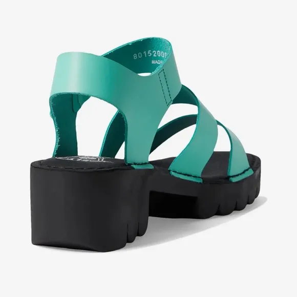 Fly London EGLY520FLY Brooklyn Spearmint Green Leather Heel Buckle Sandal 36 5.5
