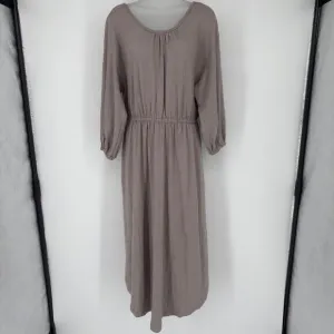 FP Beach Taupe Seasons in the Sea Midi Dress M Cotton Blend Boho Cottagecore