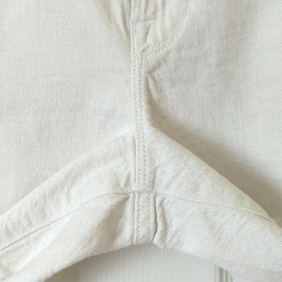 Frame Le Brigette Linen Blend High Rise Distressed Cut Off Denim Shorts 30