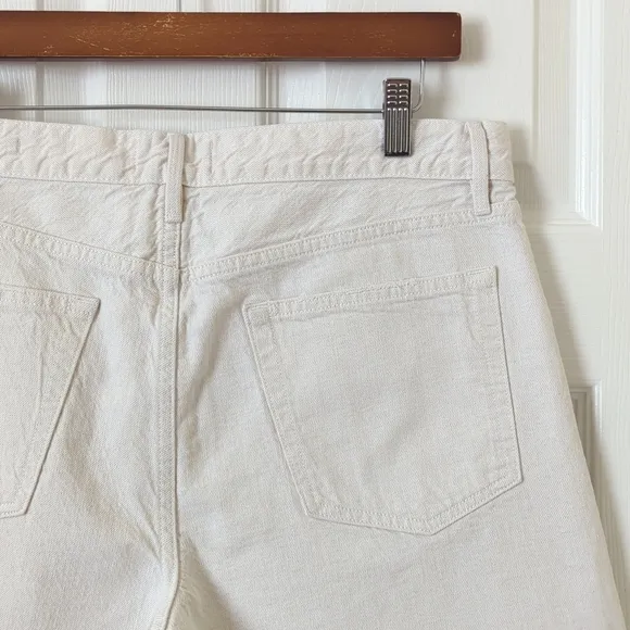 Frame Le Brigette Linen Blend High Rise Distressed Cut Off Denim Shorts 30