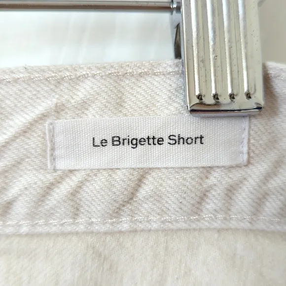 Frame Le Brigette Linen Blend High Rise Distressed Cut Off Denim Shorts 30