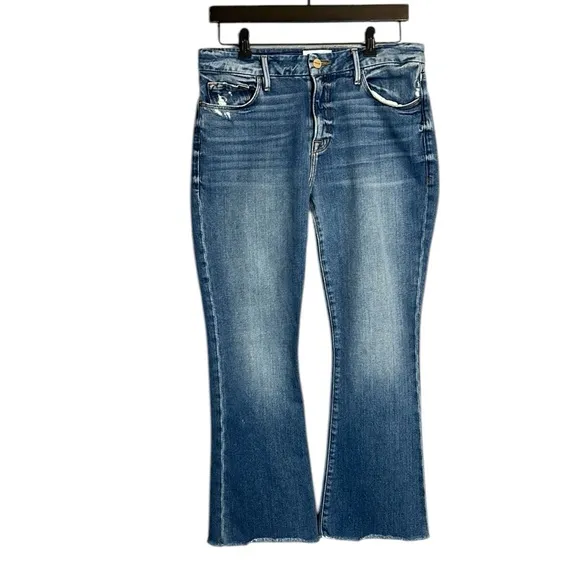 FRAME Le Crop Mini Boot Jeans Raw in Oppen Size 29
