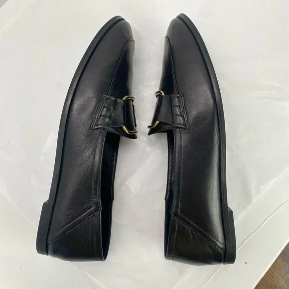 FRAME Le Hammond Black Loafer Soft Leather Women’s 40 or 9.5 Goldtone Buckle
