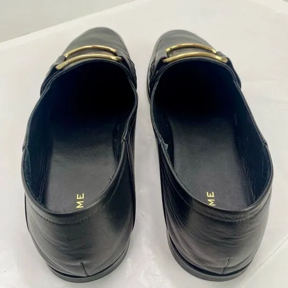 FRAME Le Hammond Black Loafer Soft Leather Women’s 40 or 9.5 Goldtone Buckle