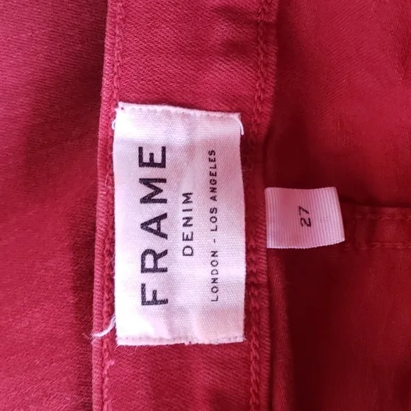 FRAME Le High Waisted Skinny Jeans Hunter Coated Red sz 27 Women's Colored Denim