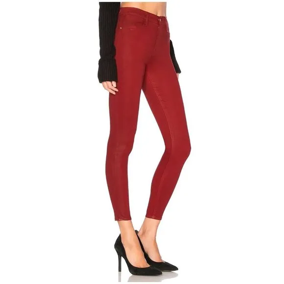 FRAME Le High Waisted Skinny Jeans Hunter Coated Red sz 27 Women's Colored Denim