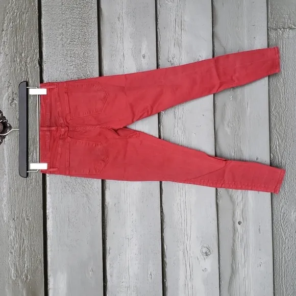 FRAME Le High Waisted Skinny Jeans Hunter Coated Red sz 27 Women's Colored Denim