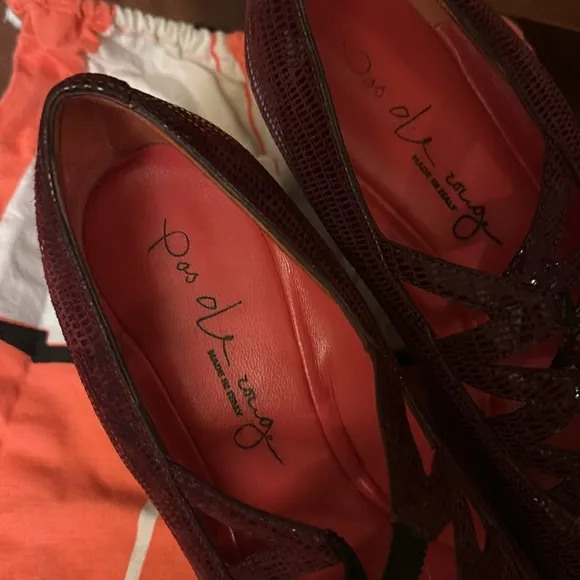 France Pas de Rouge heels shoes alligator textile 36 1/2 with duster