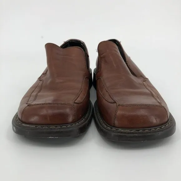 Franco Fortini Brown Leather Loafers | Square Toe &amp; Block Heel