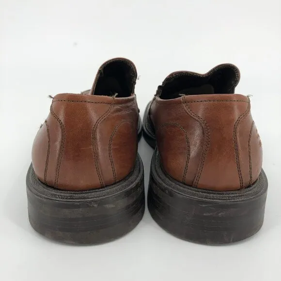 Franco Fortini Brown Leather Loafers | Square Toe &amp; Block Heel