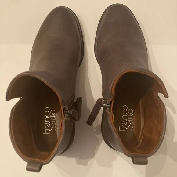 Franco Sarto Leather Hyla Gray Ankle Bootie Western Chelsea Designer Boots NIB 7