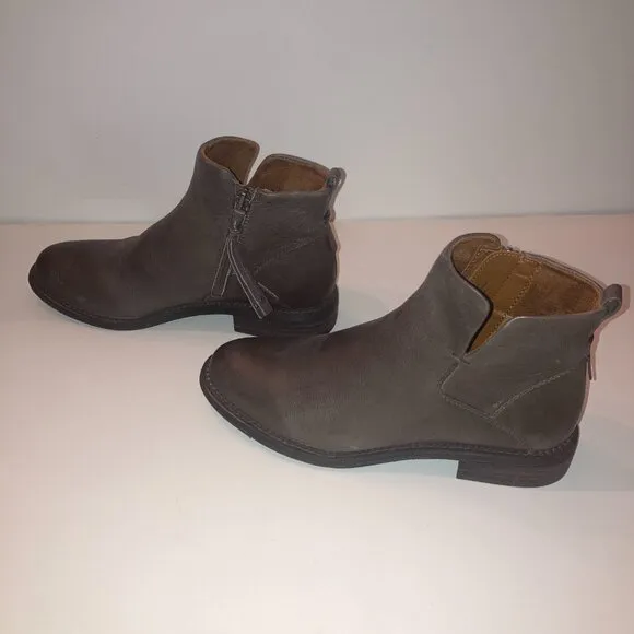 Franco Sarto Leather Hyla Gray Ankle Bootie Western Chelsea Designer Boots NIB 7